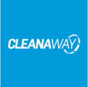 White "CLEANAWAY" text on a blue background, with an arrow forming a partial circular shape around the "Y" to suggest recycling or sustainability.